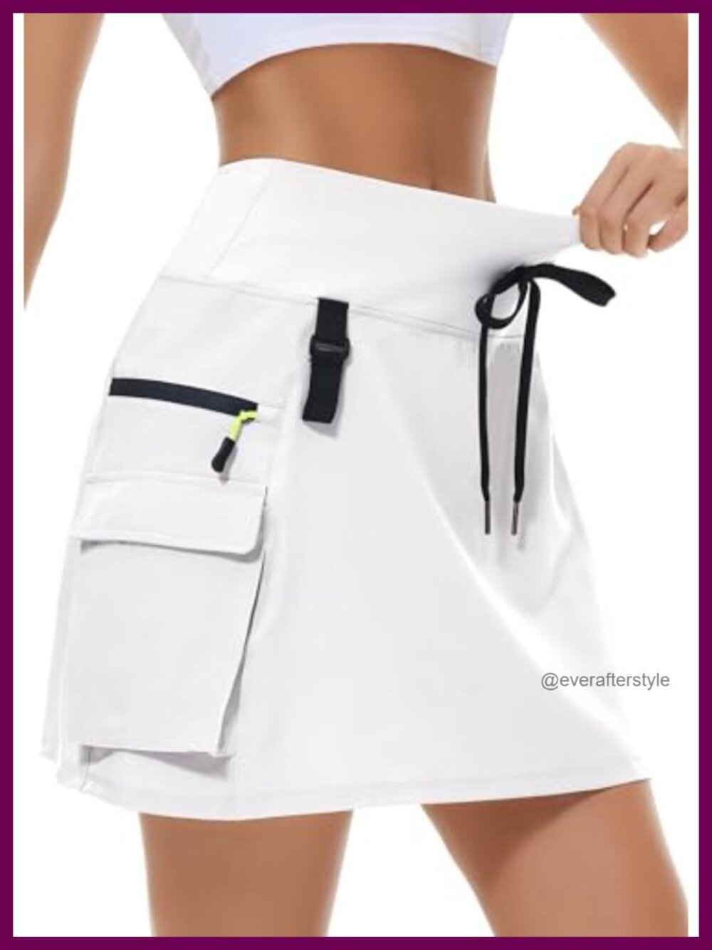 Hiking Cargo Skort with Zipper Pockets, Compression Liner, UPF 50+